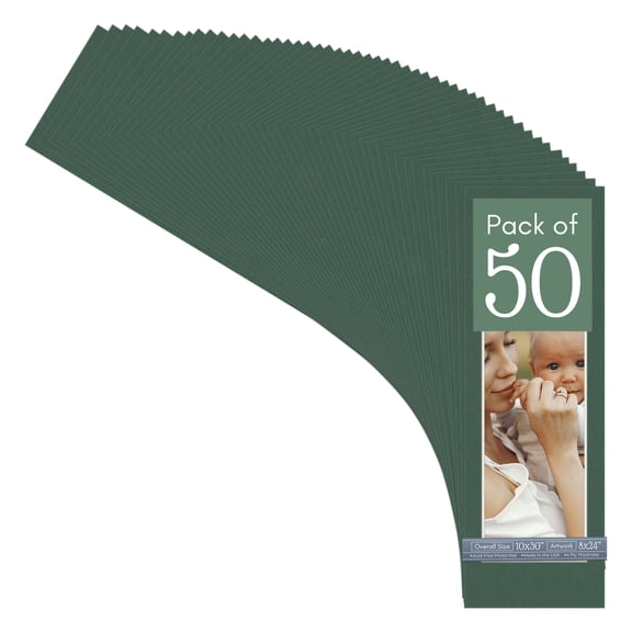 Hunter Green Picture Frame Mat for 10x30 Frames - Fits 8x24 Photos - 50 Mats