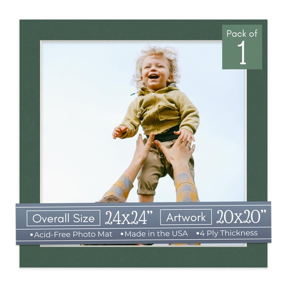 Hunter Green Picture Frame Mat for 24x24 Frames - Fits 20x20 Photos - 1 Mat