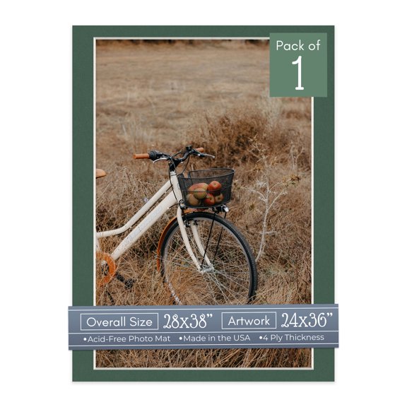 Hunter Green Picture Frame Mat for 28x38 Frames - Fits 24x36 Photos - 1 Mat