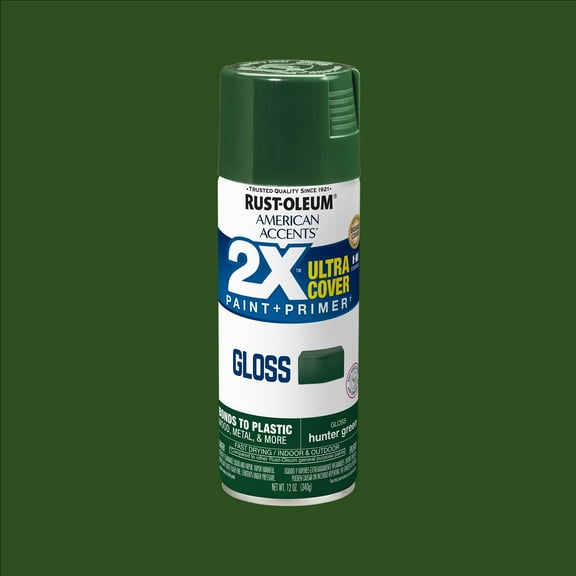 Hunter Green, Rust-Oleum American Accents 2X Ultra Cover Gloss Spray Paint-327879, 12 oz