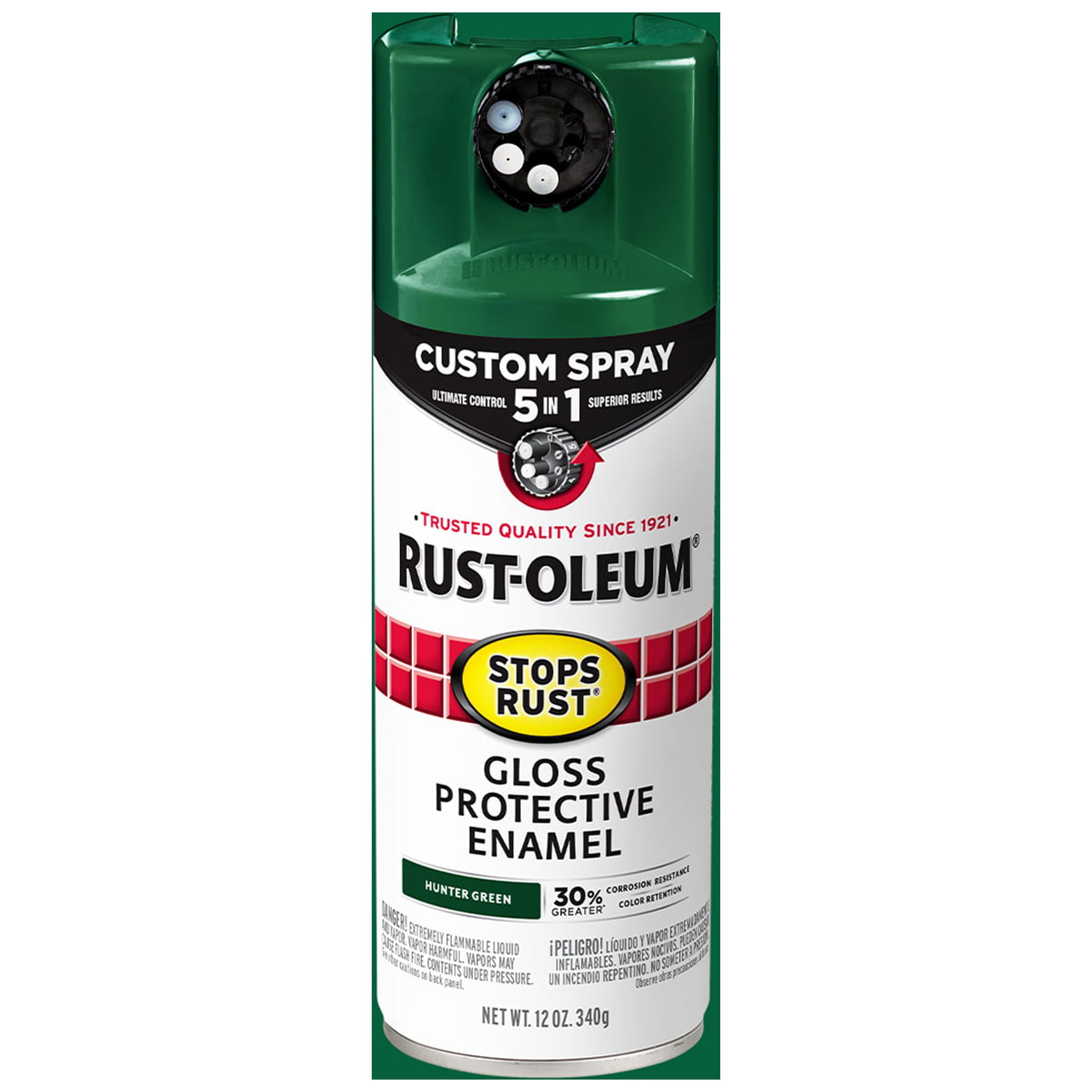 Hunter Green, RustOleum Stops Rust Custom Sprays 5 in 1 Gloss Spray