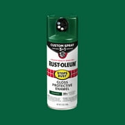 Hunter Green, Rust-Oleum Stops Rust Custom Sprays 5 in 1 Gloss Spray Paint-376891, 12 oz