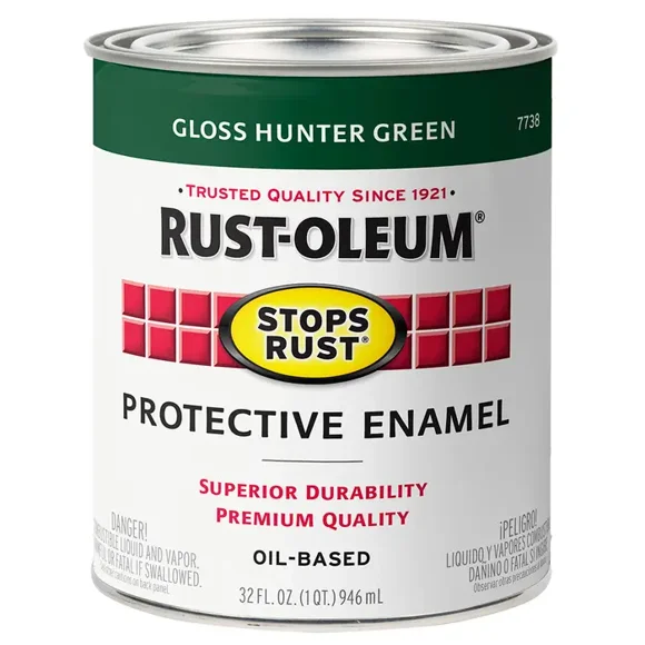 Hunter Green, Rust-Oleum Stops Rust Gloss Protective Enamel-7738502, Quart