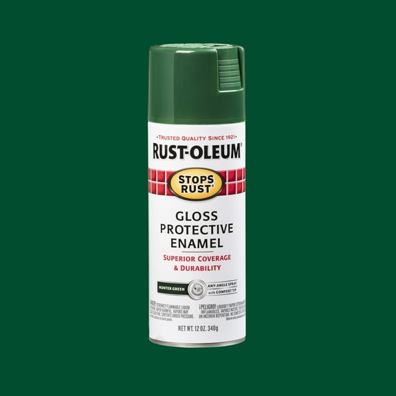 Hunter Green, Rust-Oleum Stops Rust Gloss Protective Enamel Spray Paint-7738830, 12 oz