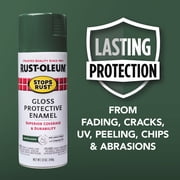 Hunter Green, Rust-Oleum Stops Rust Protective Gloss Enamel Spray Paint-7738830, 12 oz