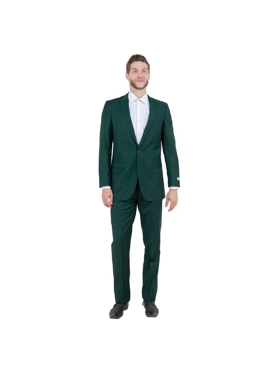 Hunter Green Solid 2-PC Slim Fit Performance Stretch Suits