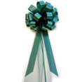 thumbnail image 1 of Hunter Green Wedding Pull Bows with Tulle Tails - 8" Wide, Set of 6, St. Patrick's Day, Fall, Thanksgiving, Christmas, 1 of 2