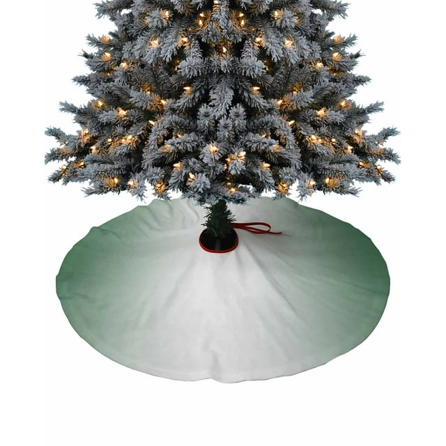 Hunter Green White Ombre Christmas Tree Skirt 36 Inches Large Christmas Skirt Tree, Modern Abstract Gradient Color Art Tree Skirt Christmas Decorations for Fireplace Party Holidays Indoor Outdoor