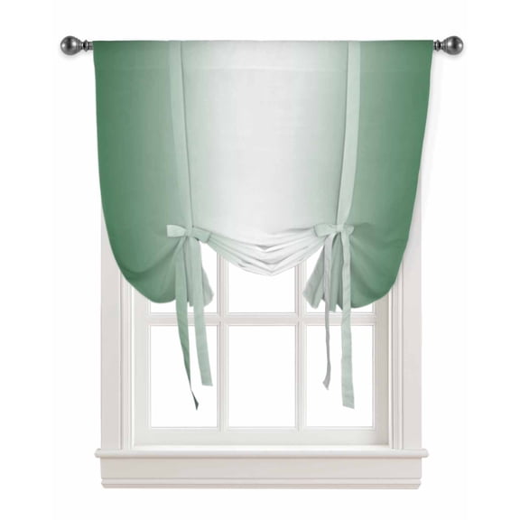 Hunter Green White Ombre Tie Up Curtains for Kitchen Bathroom Bedroom Windows 45 Inch Length, Modern Abstract Gradient Color Art Balloon Drape Curtains Shade Rod Pocket Drapery Curtain Panel, 34"x45"