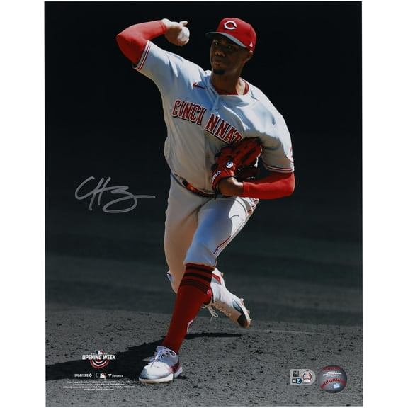 Hunter Greene Cincinnati Reds Autographed 11" x 14" Pitching Spotlight Photograph - Fanatics Authentic Certified