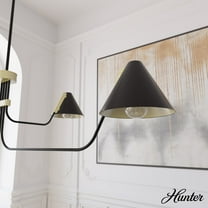 Hunter - Grove Isle 4-light Matte Black, Extra Large Chandelier, Dimmable, Modern Style, Pharmacy Shaped, for Bedrooms, Dining, Living Rooms - 19206