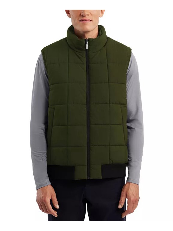 GREEN/BLACK Men's Reversible Stand-Collar Vest, US Small