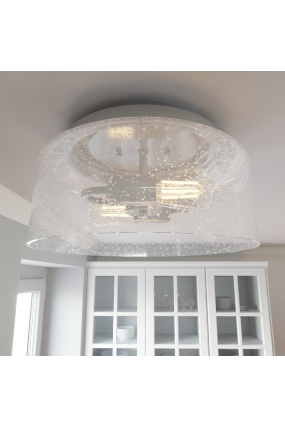 - Hartland 2-light Brushed Nickel, Medium Size Flush Mount Light, Dimmable, Casual Style, Round Shaped, for Bedrooms, Dining, Living Rooms - 19164