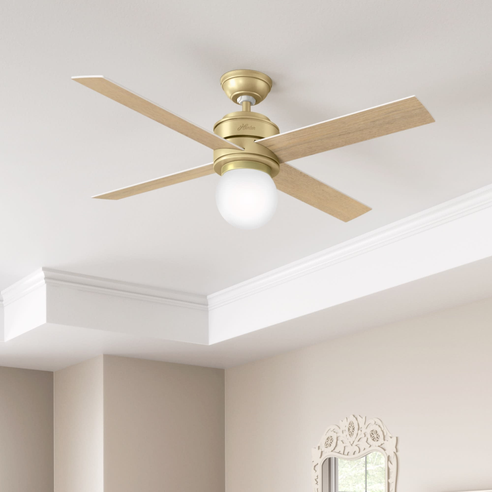 Hepburn 52" Modern Brass Ceiling Fan with LED Light