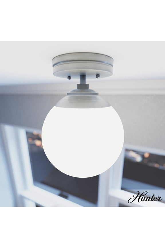 - Hepburn 1-light Brushed Nickel, Small Flush Mount Light, Dimmable, Modern Style, Globe Shaped, for Bedrooms, Dining, Living Rooms - 19170
