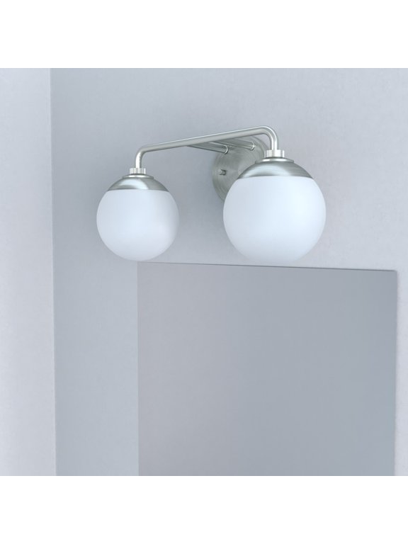 - Hepburn 2-light Brushed Nickel, Medium Size Vanity Light, Dimmable, Modern Style, for Bedrooms, Dining, Living Rooms - 19168