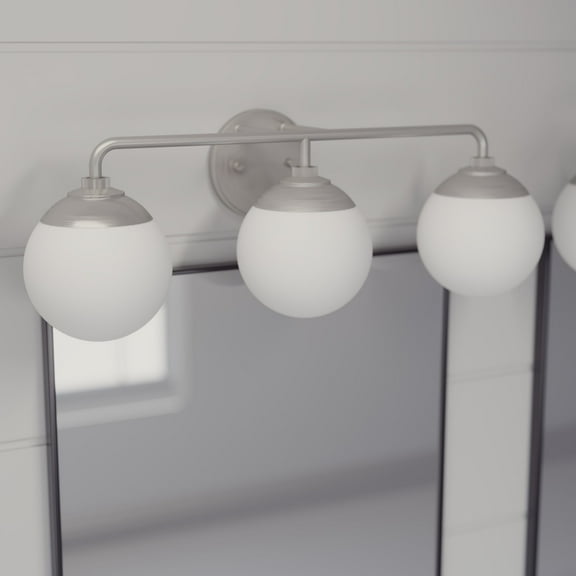 Hunter - Hepburn 3-light Brushed Nickel, Medium Size Vanity Light, Dimmable, Modern Style, for Bedrooms, Dining, Living Rooms - 19178