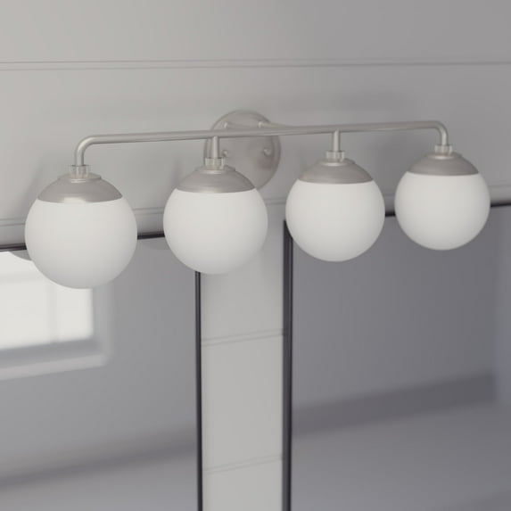 Hunter - Hepburn 4-light Brushed Nickel, Medium Size Vanity Light, Dimmable, Modern Style, for Bedrooms, Dining, Living Rooms - 19180