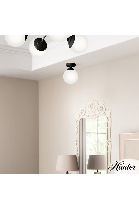 - Hepburn 1-light Matte Black, Small Flush Mount Light, Dimmable, Modern Style, Globe Shaped, for Bedrooms, Dining, Living Rooms - 19872