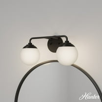 Hunter - Hepburn 2-light Matte Black, Medium Size Vanity Light, Dimmable, Modern Style, for Bedrooms, Dining, Living Rooms - 45220