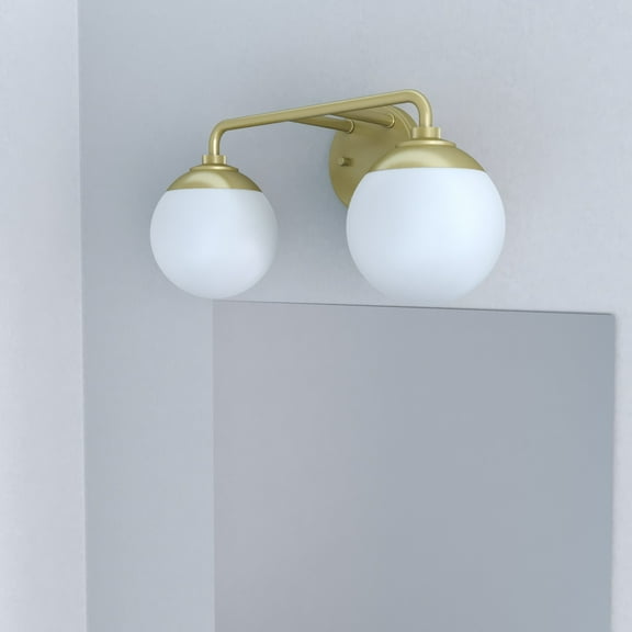 Hunter - Hepburn 2-light Modern Brass, Medium Size Vanity Light, Dimmable, Modern Style, for Bedrooms, Dining, Living Rooms - 19167