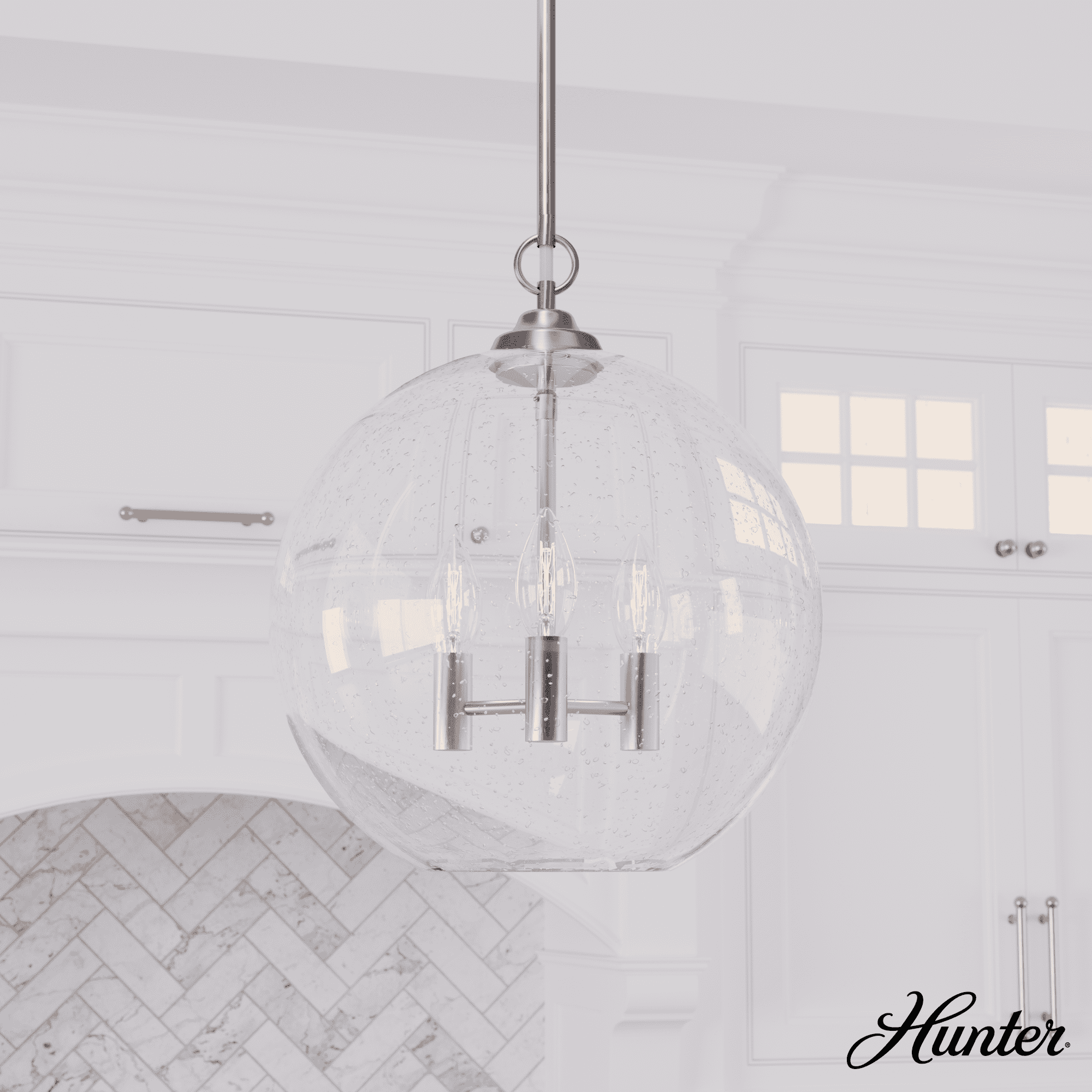 High Oaks Brushed Nickel Globe Pendant Light with Clear Glass Shade