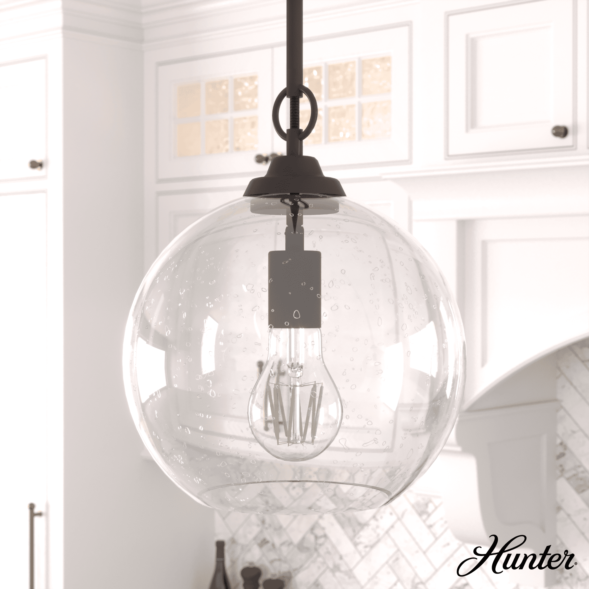 Noble Bronze Glass Globe Pendant Light with LED
