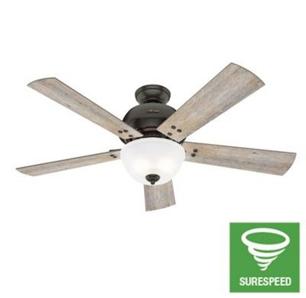 52" Bronze Reversible Blade Ceiling Fan with LED Light and Remote