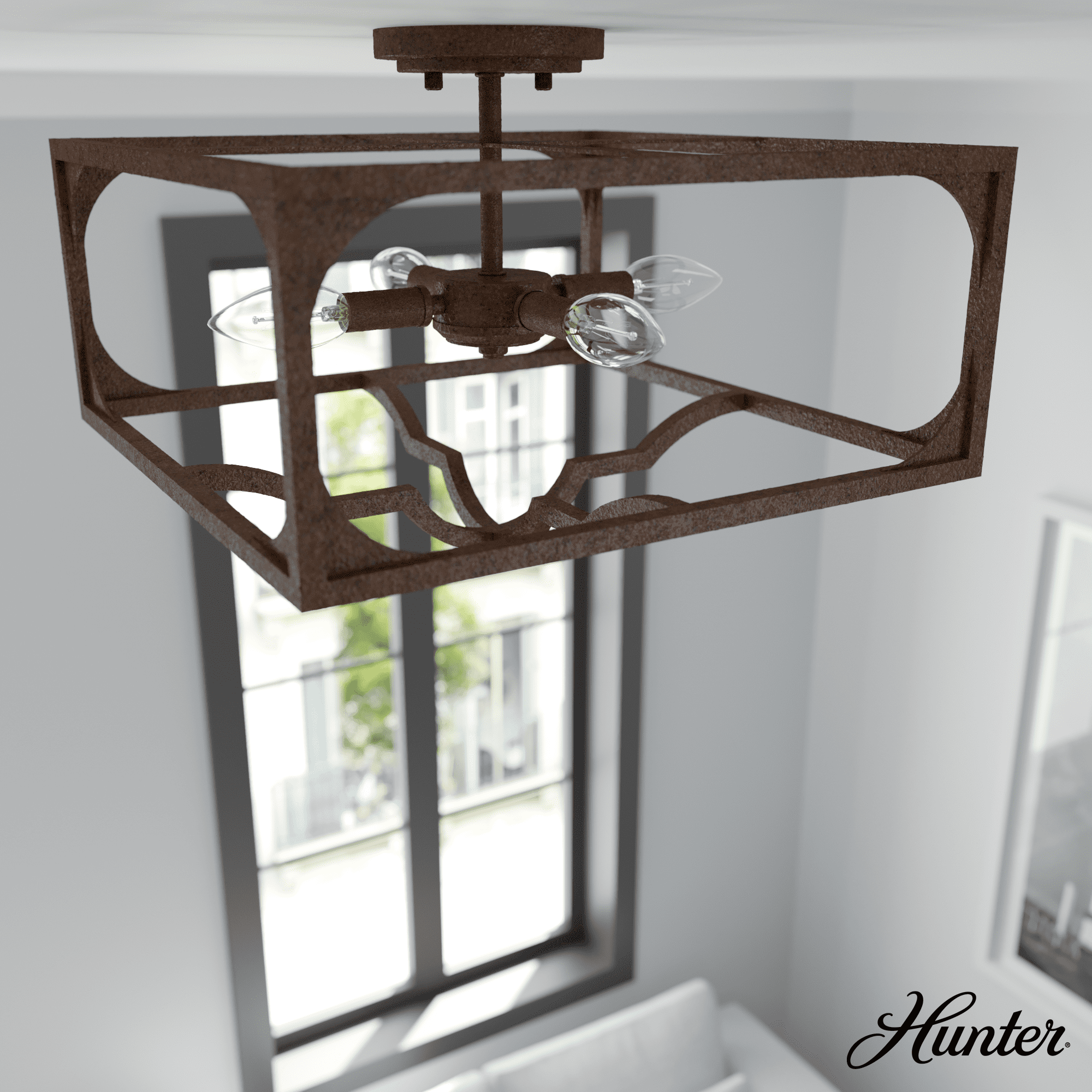 Highland Hill Textured Rust Neoclassical 16'' Semi-Flush Mount Light