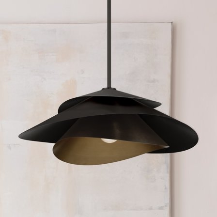Hunter - Hiro 1-light Matte Black, Large Pendant Light, Dimmable, Modern Style, Cone Shaped, for Bedrooms, Dining, Living Rooms - 48155