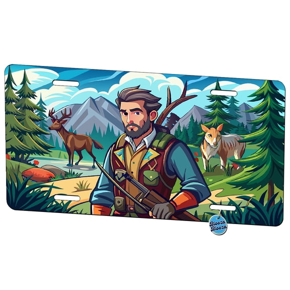 Hunter Hunting Deer Metal Novelty License Plate
