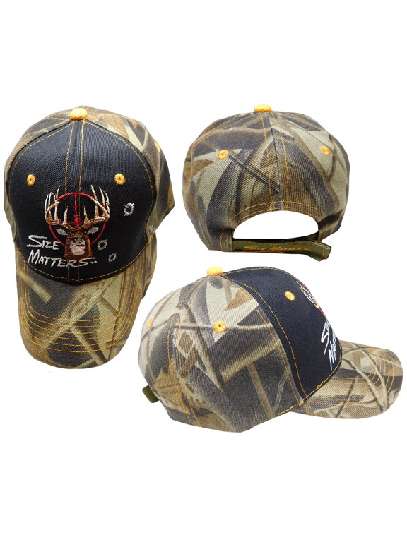 Hunter Hunting Size Matters Buck Deer Black Camo Embroidered Cap Hat