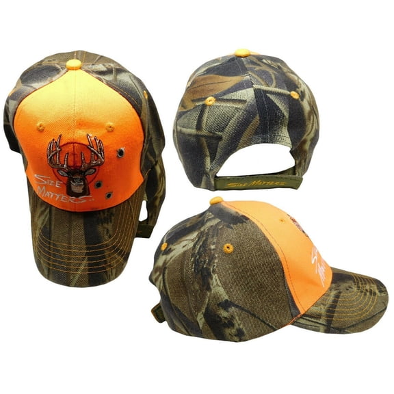 Hunter Hunting Size Matters Buck Deer Orange Camo Embroidered Cap CAP893 Hat