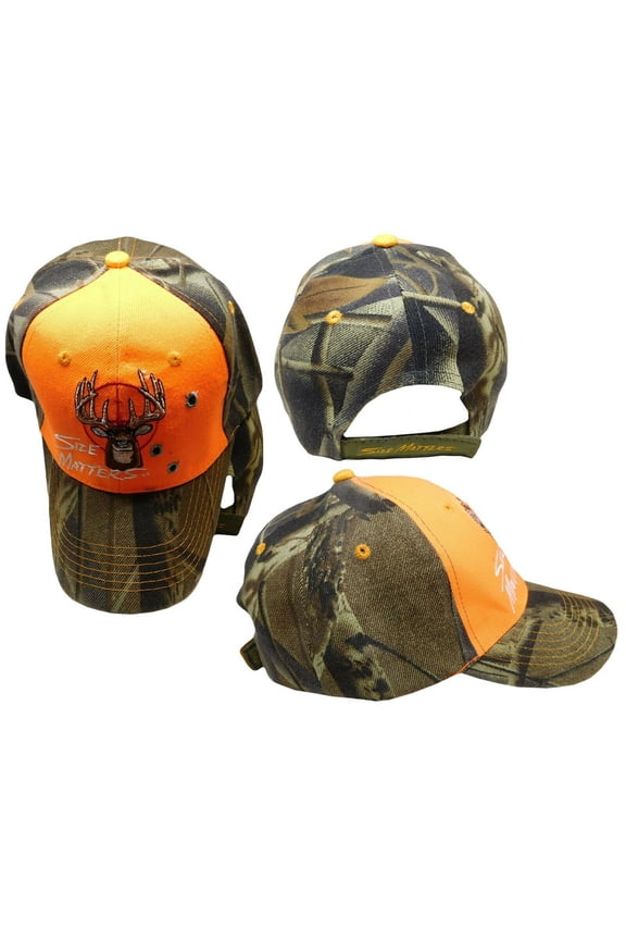 Hunter Hunting Size Matters Buck Deer Orange Camo Embroidered Cap CAP893 Hat