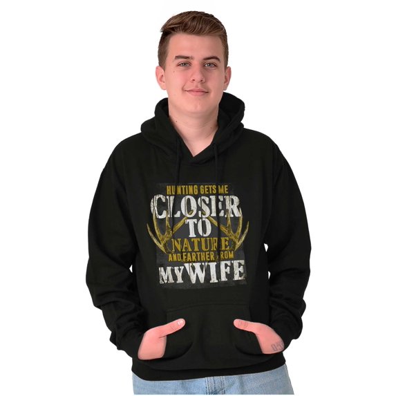 Hunter Husband Close to Nature Funny Men's Big & Tall Graphic Hoodie Brisco Brands 2X
