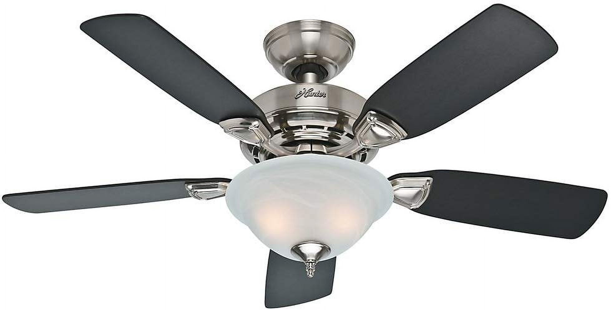Hunter Indoor Ceiling Fan with light and pull chain control - Caraway 44 inch, Brushed Nickel, 52081