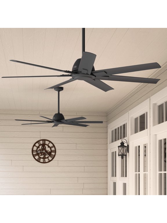 60 inch Outdoor or Indoor Ceiling Fan without Light - Black Ceiling Fan with Wall Control, For Patio, Garage, or Porch, Quiet, Standard Mount, 7 Blades - Downtown 51590, Matte Black