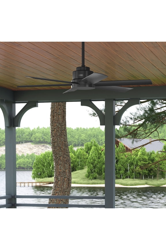 52 inch Outdoor or Indoor Ceiling Fan No Light - Black Ceiling Fan without Light, For Patio, Porch, Garage, or Living Room, Standard Mount, 6 Blades, Wall Control - Kennicott 51180, Matte Blac