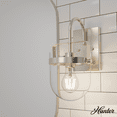 thumbnail image 1 of Hunter - Karloff 1-light Brushed Nickel, Medium Size Sconce Light, Dimmable, Casual Style, for Bedrooms, Kitchens, Dining, Living Rooms - 19842, 1 of 6
