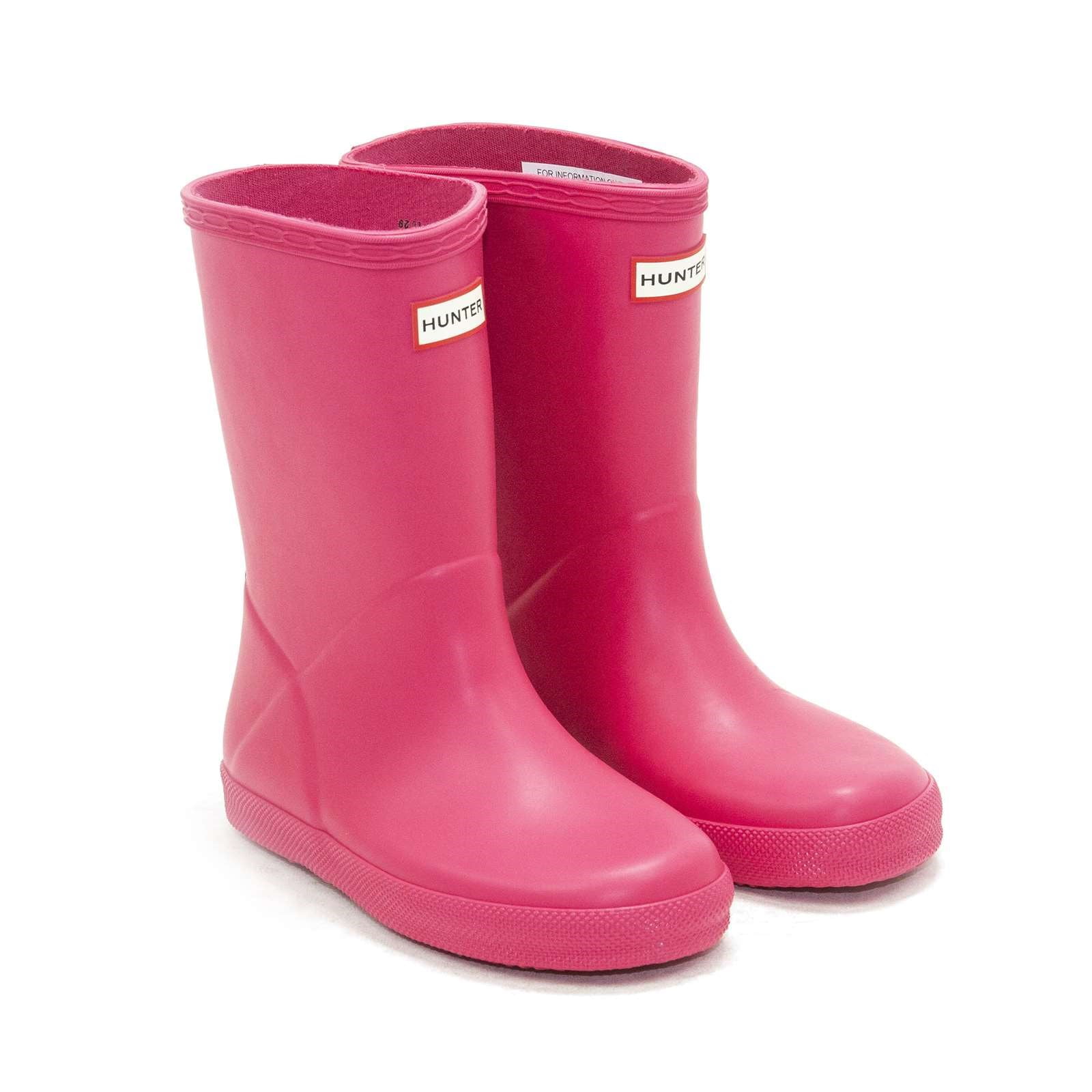 Hunter Girls Original First Classic Rain Boots, Bright Pink,13 M US