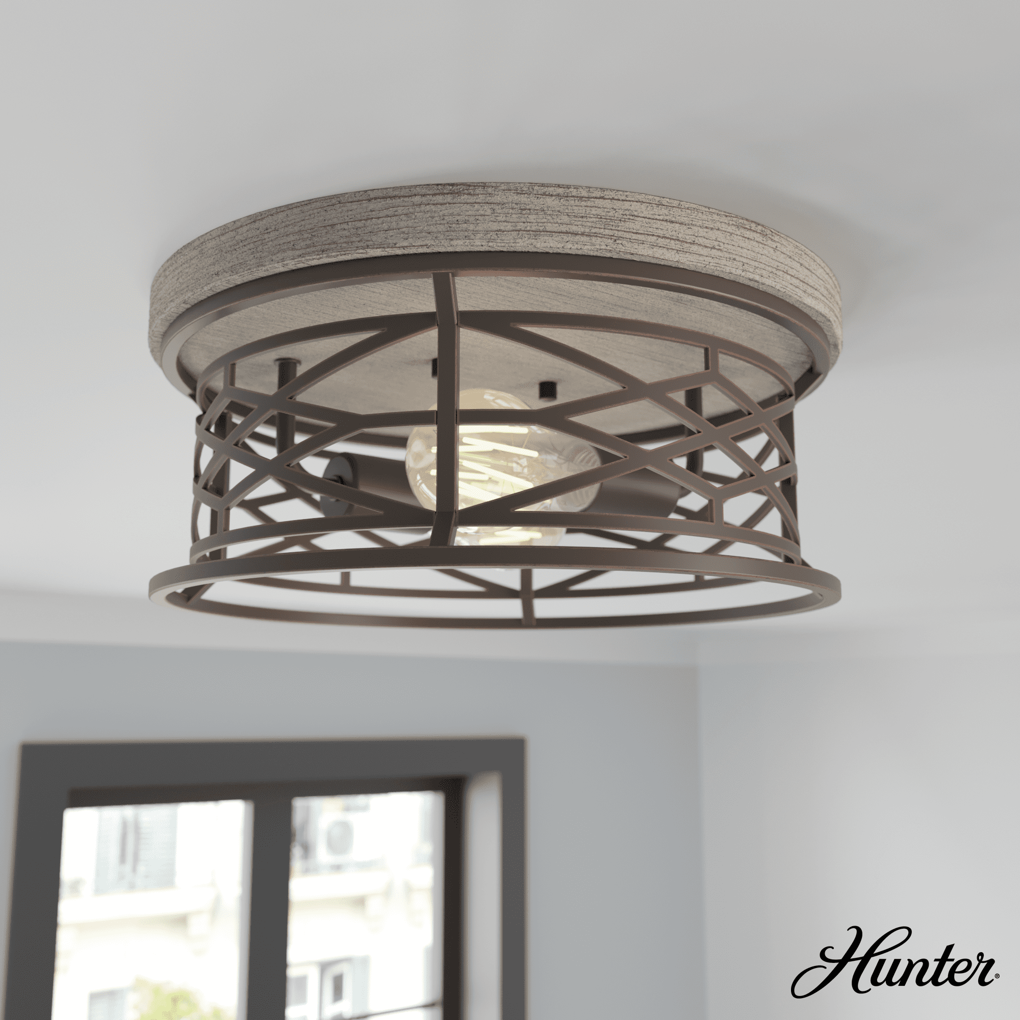 Langwood Onyx Bengal Aluminum 2-Light LED Flush Mount