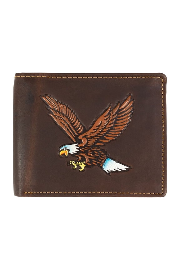 Hunter Leather RFID Blocking Mens Multi-Card ID Holder Bifold Wallet, Brown