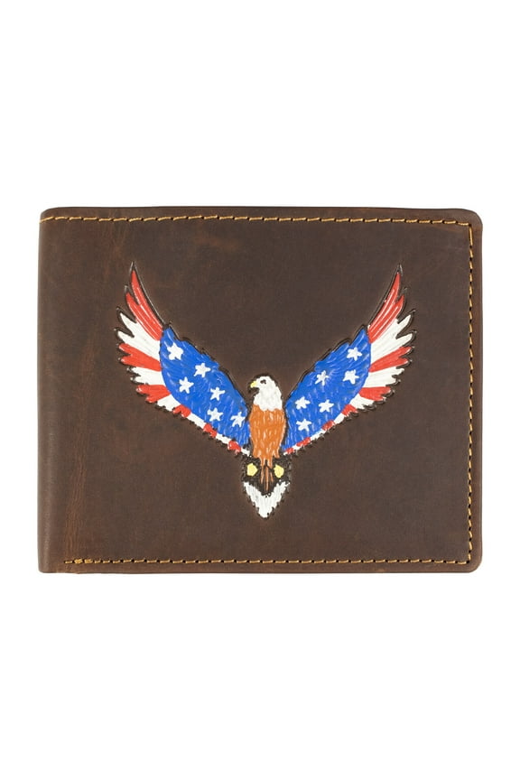 Hunter Leather RFID Blocking Mens Multi-Card ID Holder Bifold Wallet, Brown