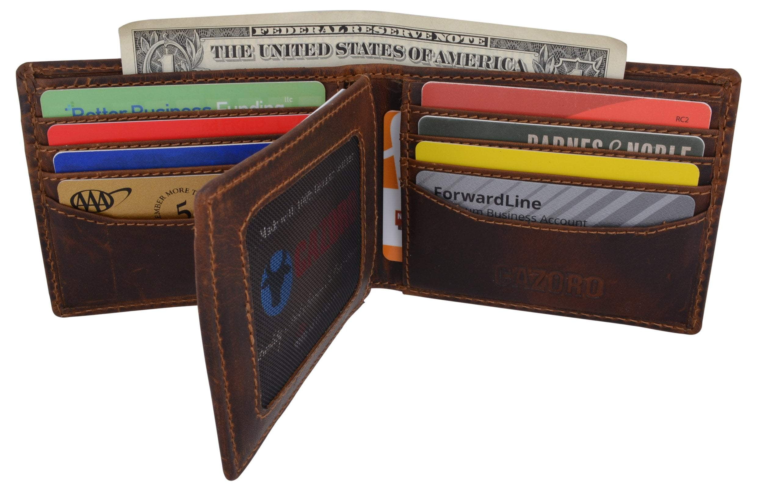 財布 Leather ID Holder + Wallet Hunter Leather RFID Blocking Mens Multi-Card ID Holder Bifold