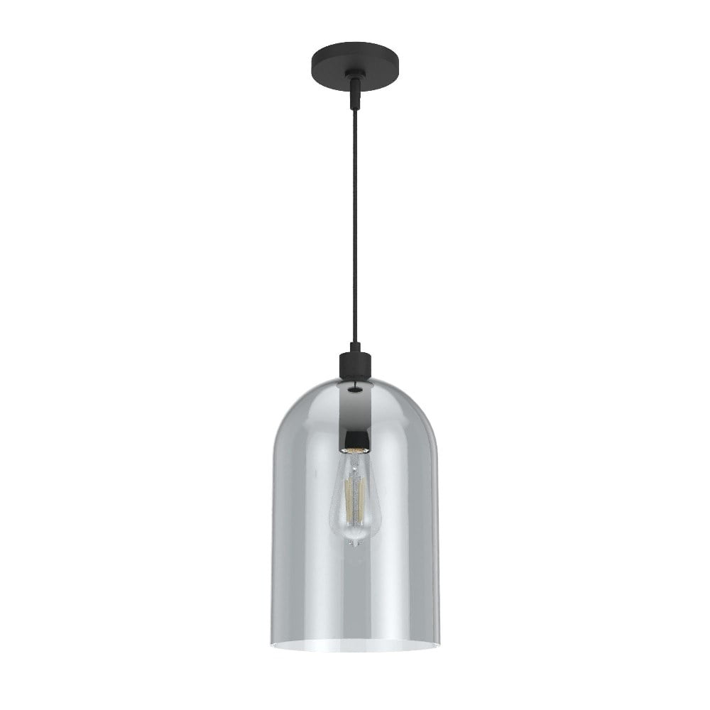 Lochemeade Smoked Glass Farmhouse Pendant Light in Natural Black Iron