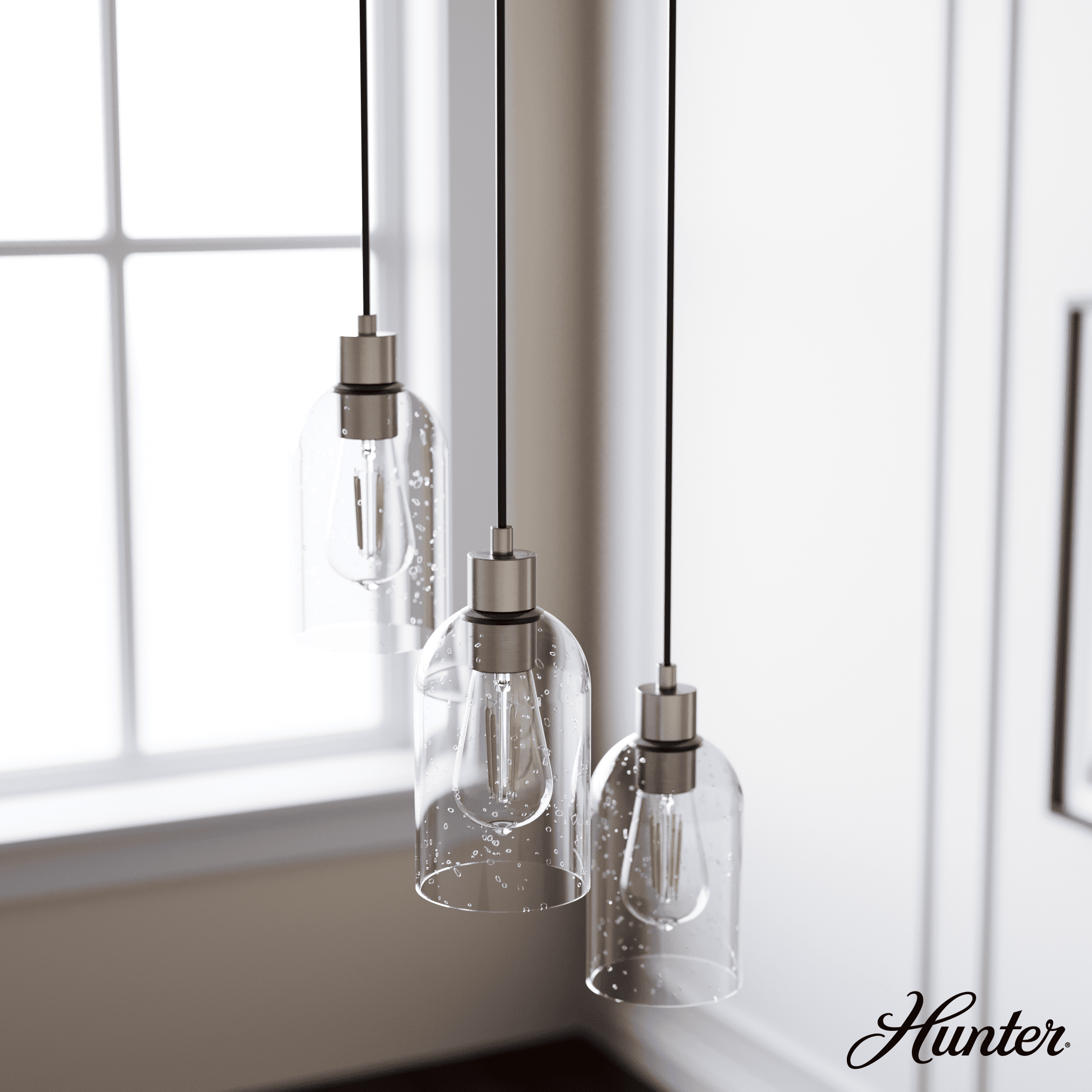 Brushed Nickel 3-Light Modern Glass Pendant Cluster