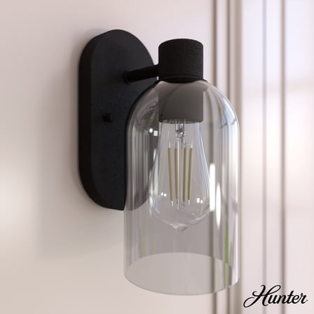 Hunter - Lochemeade 1-light Natural Black Iron, Small Sconce Light, Dimmable, Modern Style, for Bedrooms, Dining, Living Rooms - 19776