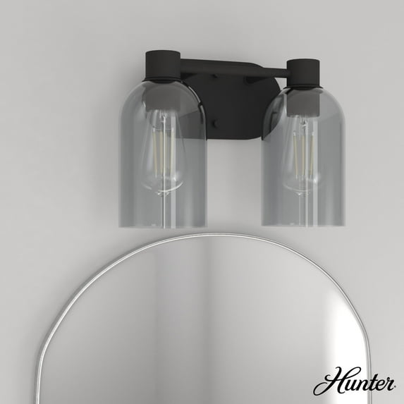 Hunter - Lochemeade 2-light Natural Black Iron, Small Vanity Light, Dimmable, Modern Style, for Bedrooms, Dining, Living Rooms - 19779