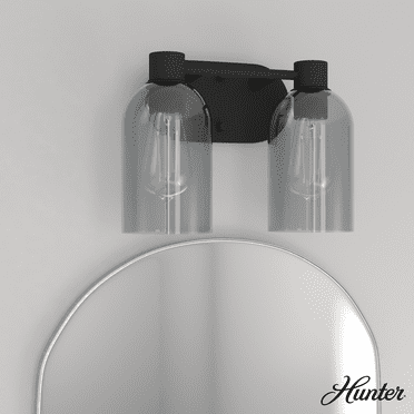 Hunter - Lochemeade 2-light Natural Black Iron, Small Vanity Light, Dimmable, Modern Style, for Bedrooms, Kitchens, Dining, Living Rooms - 19779