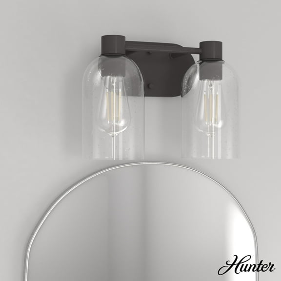 Hunter - Lochemeade 2-light Noble Bronze, Small Vanity Light, Dimmable, for Bedrooms, Dining, Living Rooms - 19780